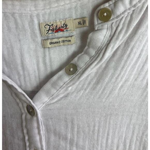 Faherty Desmond Dream Cotton Double Gauze Blouse Top Washed White Popover Sz XL - Picture 3 of 6